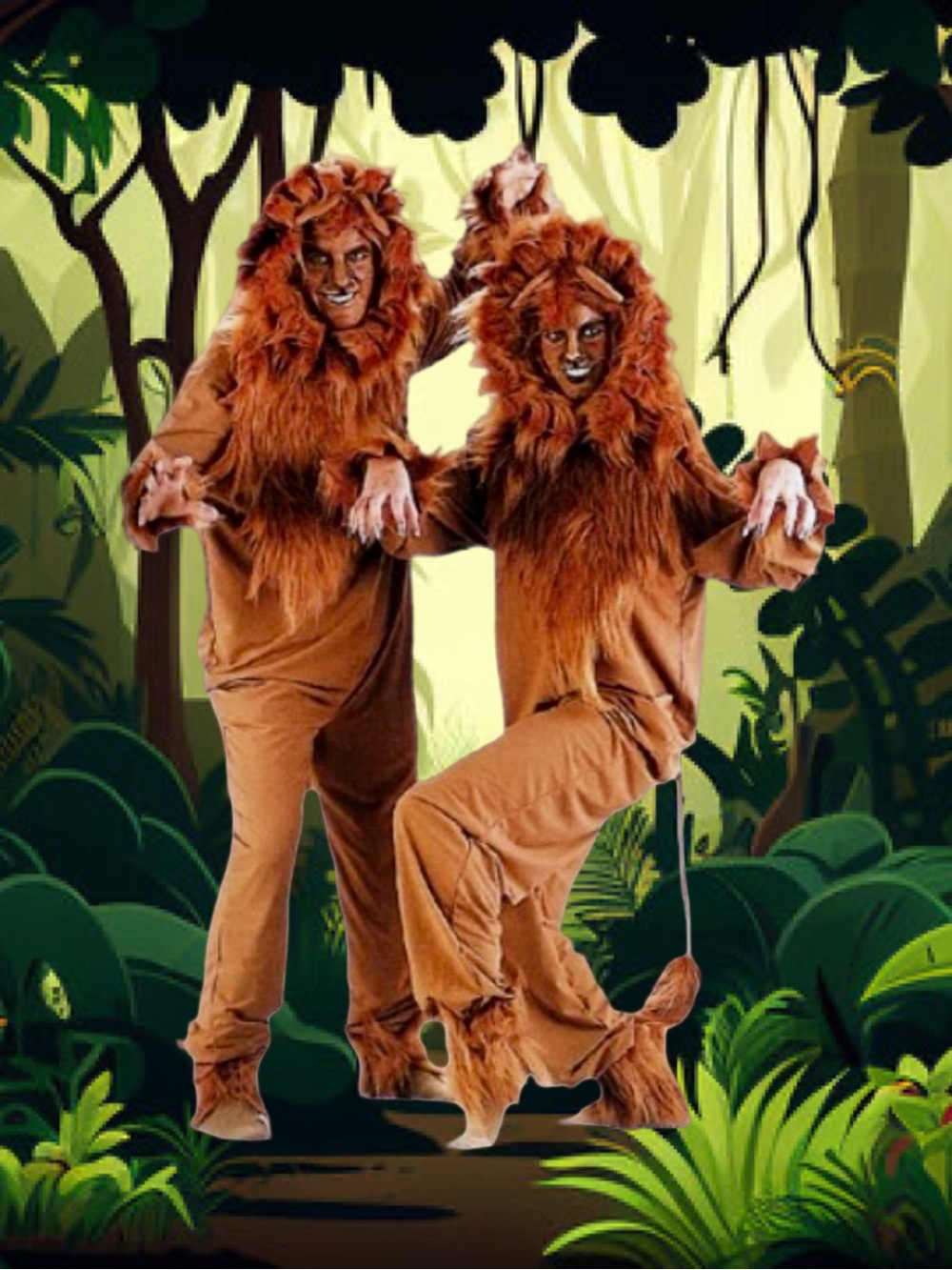 Charades Brown Lion Adult Costume - Plush Hooded Jumpsuit Size Large